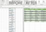 clean messy excel data and show before and after results
